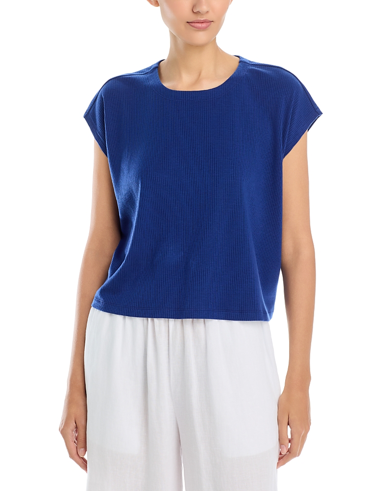 Eileen Fisher Ribbed Knit Crewneck Cropped Top