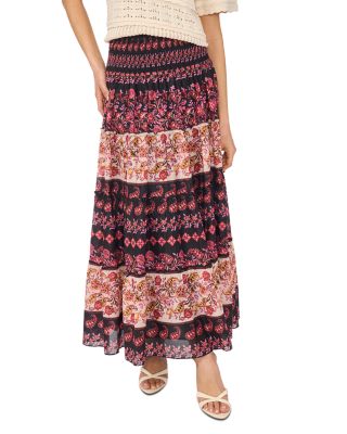 Tiered Smock Waist Maxi Skirt