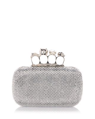 Knuckle Crystal Suede Clutch