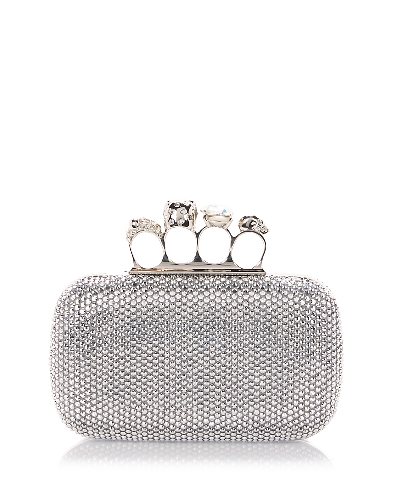 McQueen Knuckle Crystal Suede Clutch