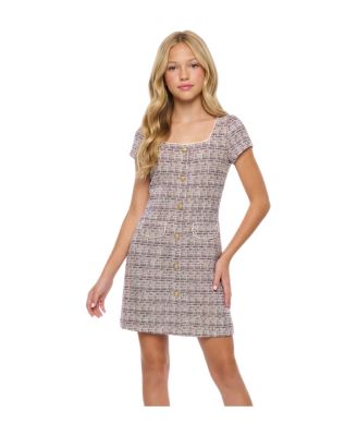 Girls' Short Sleeve Stretch Boucle Dress - Big Kid