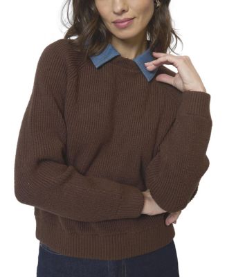  Women's Dash Denim Collar Pullover Sweater