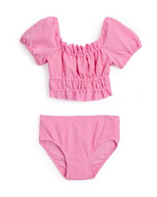 Girls' Smocked Eyelet Two Piece Swimsuit - Little Kid, Big Kid 