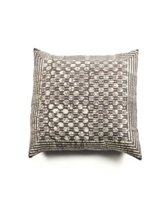 Oasis Hand Crafted Wax Block Print Mulberry Silk Pillow Cover, 20" x 20"