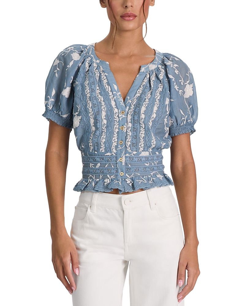Alice and Olivia Kathryn Embroidered Lace Top