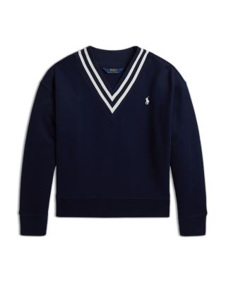 Girls' Striped Fleece V Neck Sweatshirt - Little Kid, Big Kid