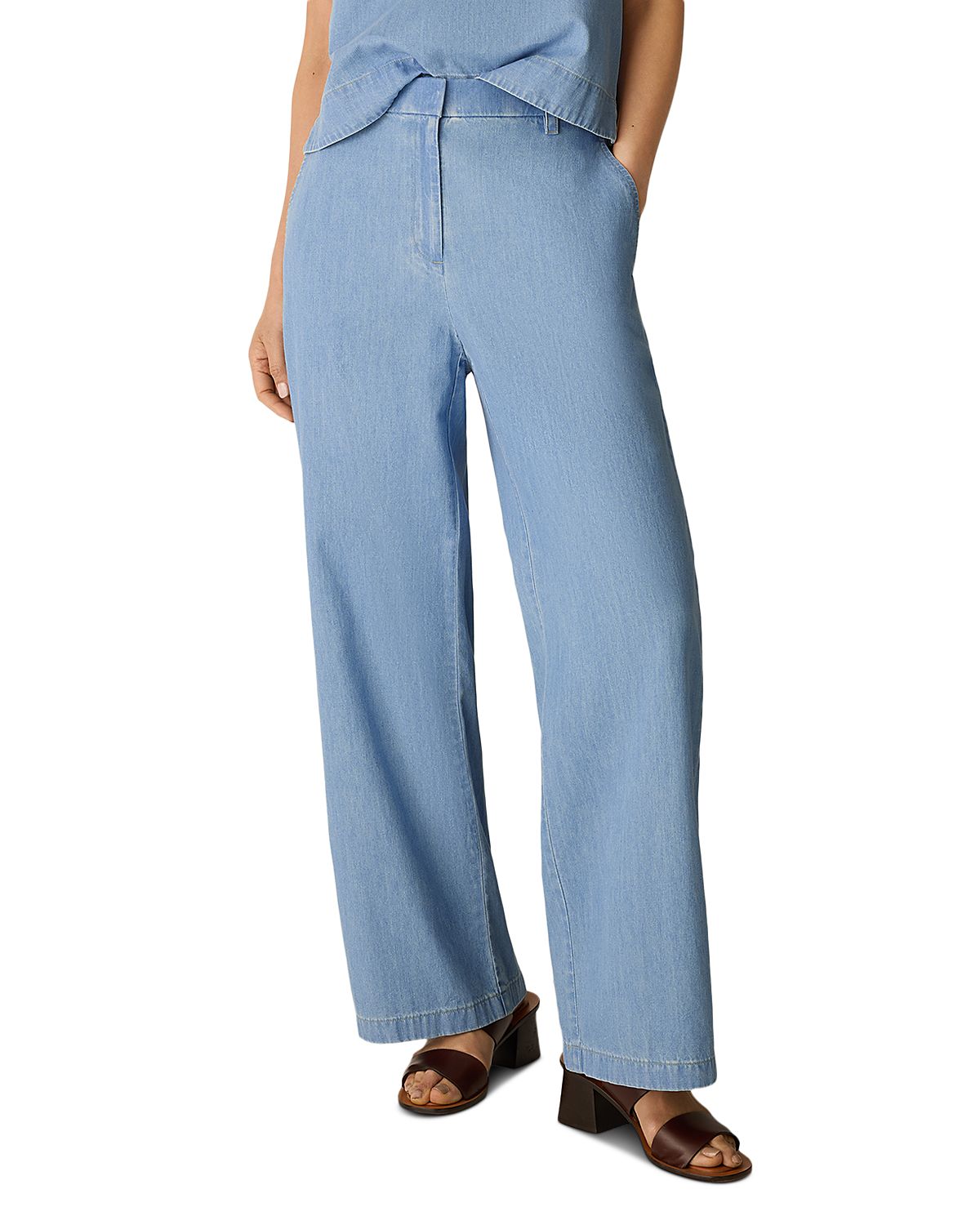 Eileen Fisher Lightweight Cotton High Rise Wide Leg Pants