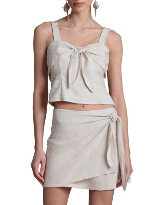 Embroidered Tie Front Top