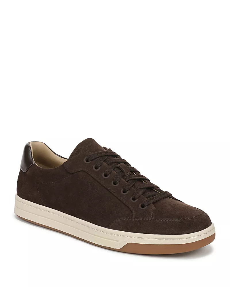 Vince Men's Caspian Truffle Leather Lace Up Brown Suede Sneaker