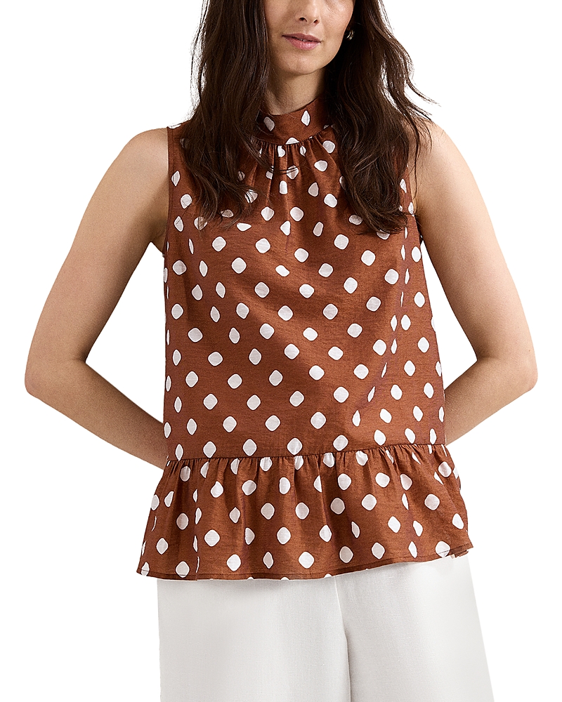 Phase Eight Indie Brown Peplum Spot Blouse