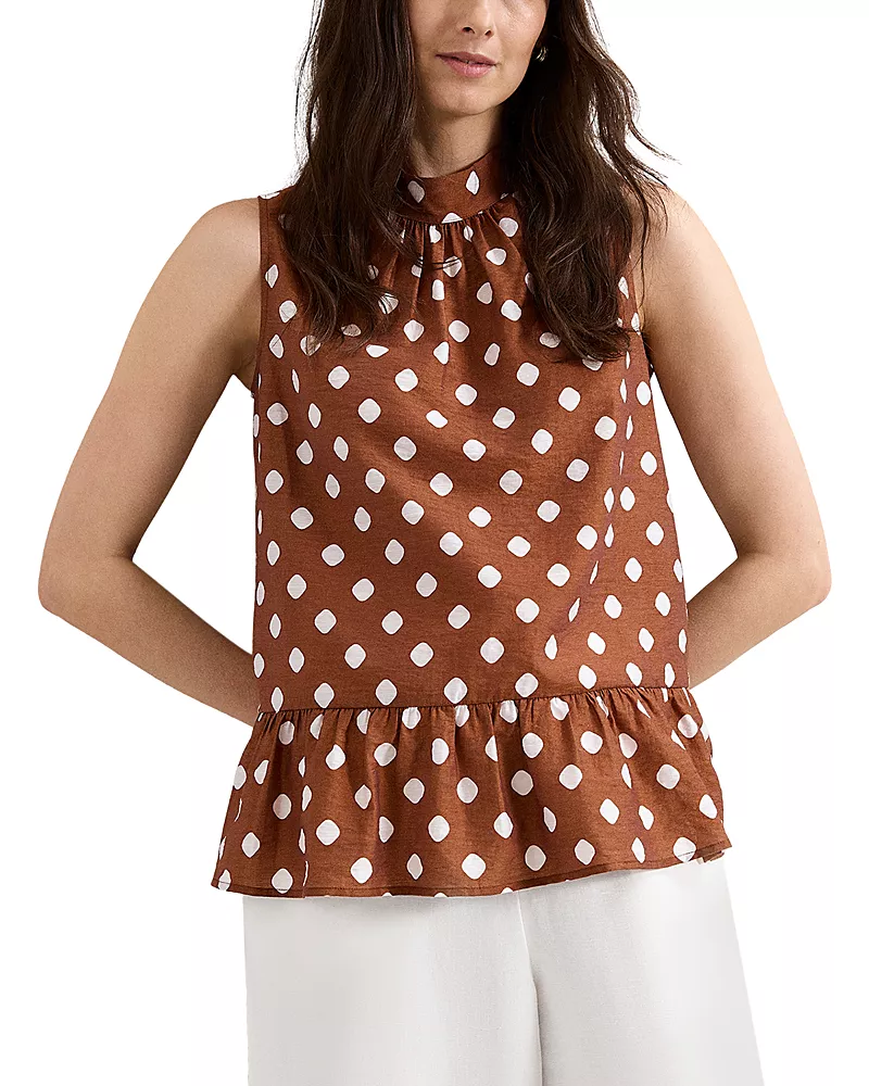 Phase Eight Indie Brown Peplum Spot Blouse