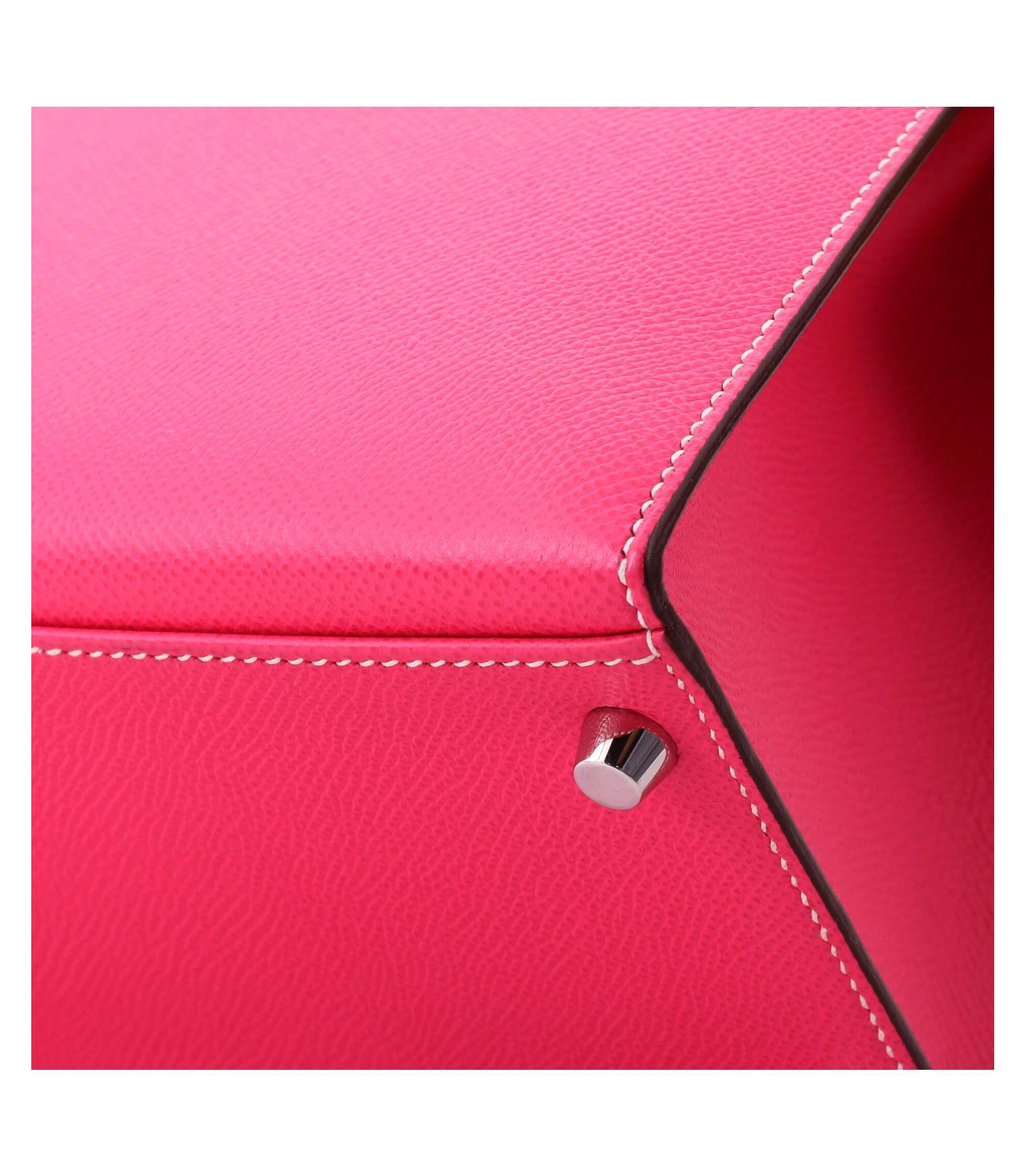 Kelly 32 Handbag Pink Epsom with Palladium Hardware — Image 7