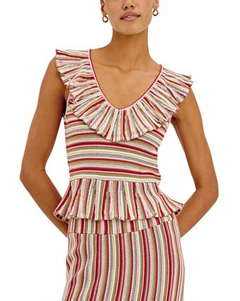 Carmelita V Neck Peplum Top