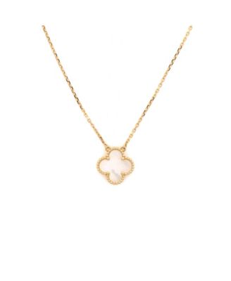  Vintage Alhambra Pendant Necklace 18K Gold and Mother of Pearl, 16.5"