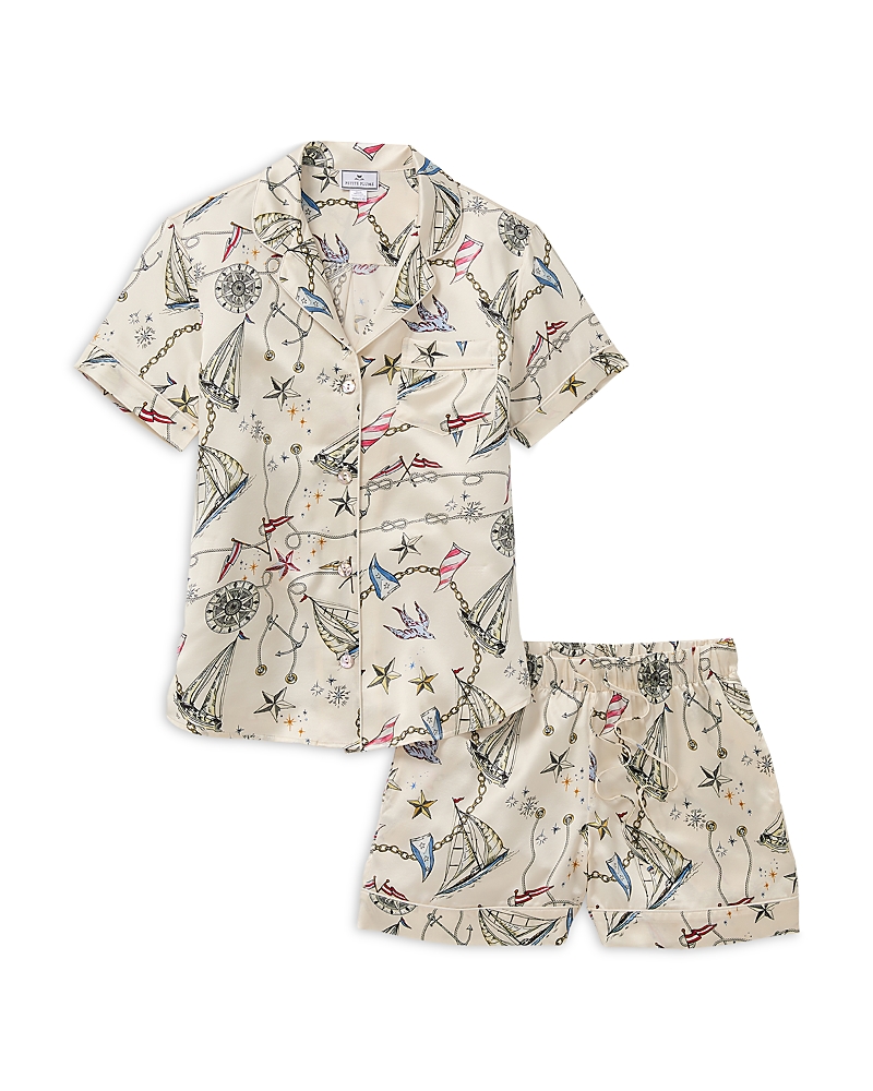 Petite Plume Regatta Royale Silk Short Sleeve Short Pajama Set