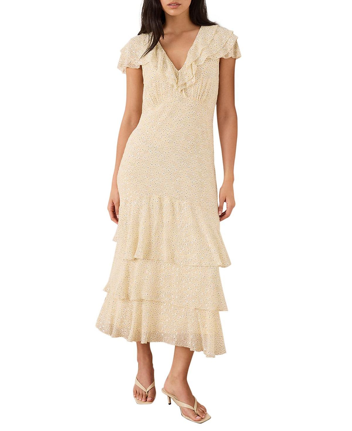 Mint Velvet Women's Ruffle Print Midi Dress