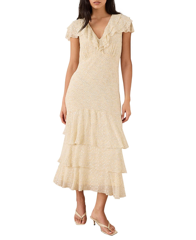 Mint Velvet Women's Ruffle Print Midi Dress