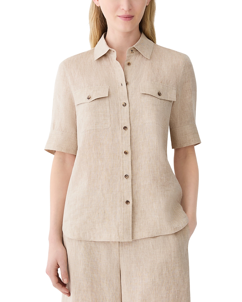 Lafayette 148 New York Linen Short Sleeve Shirt