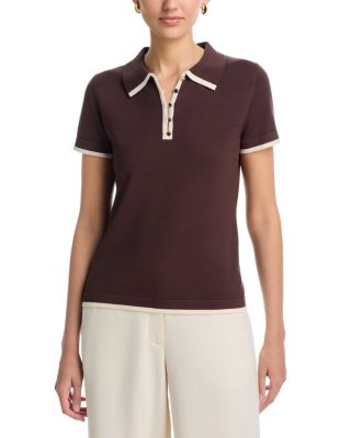 Short Sleeve Tipped Polo Sweater 