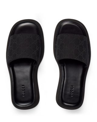 Authentic Gucci Men slides size 6/women size 8 Black Rubber Web Slide Sandal | GUCCI® US main image 4