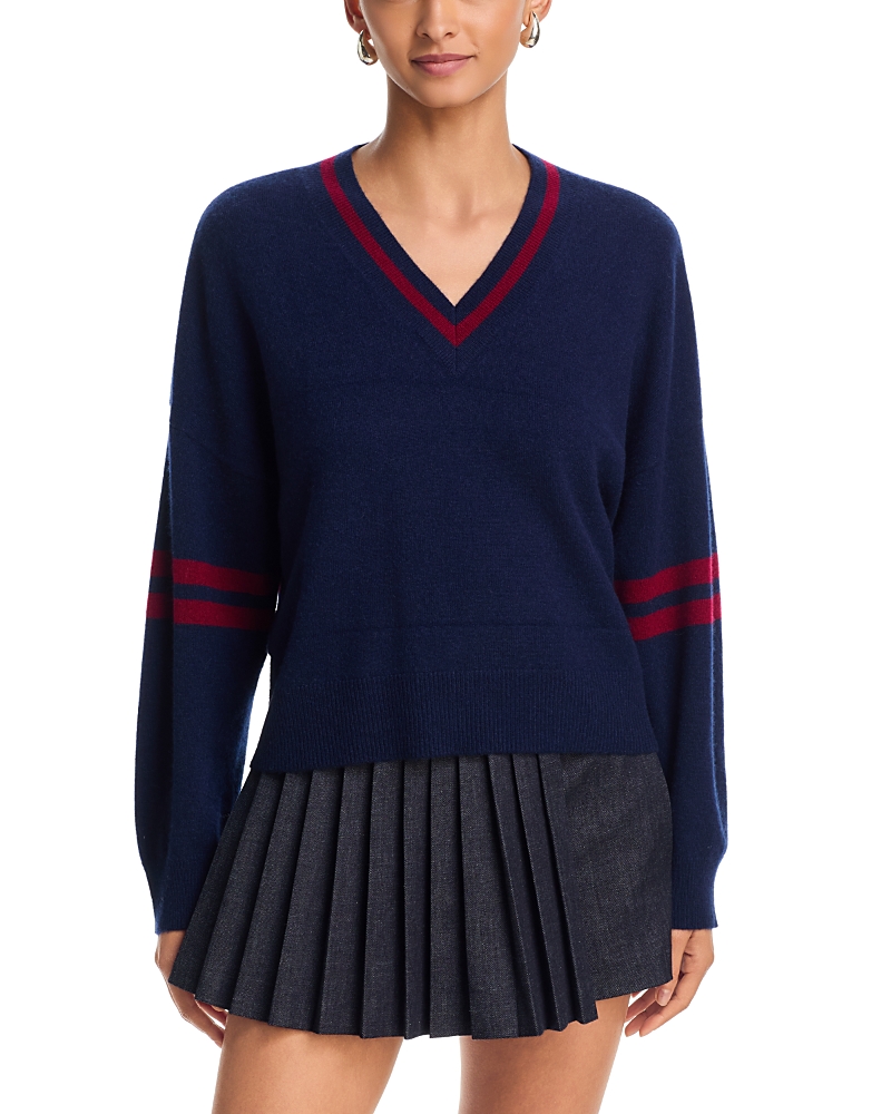 Aqua Striped V Neck Sweater - Exclusive