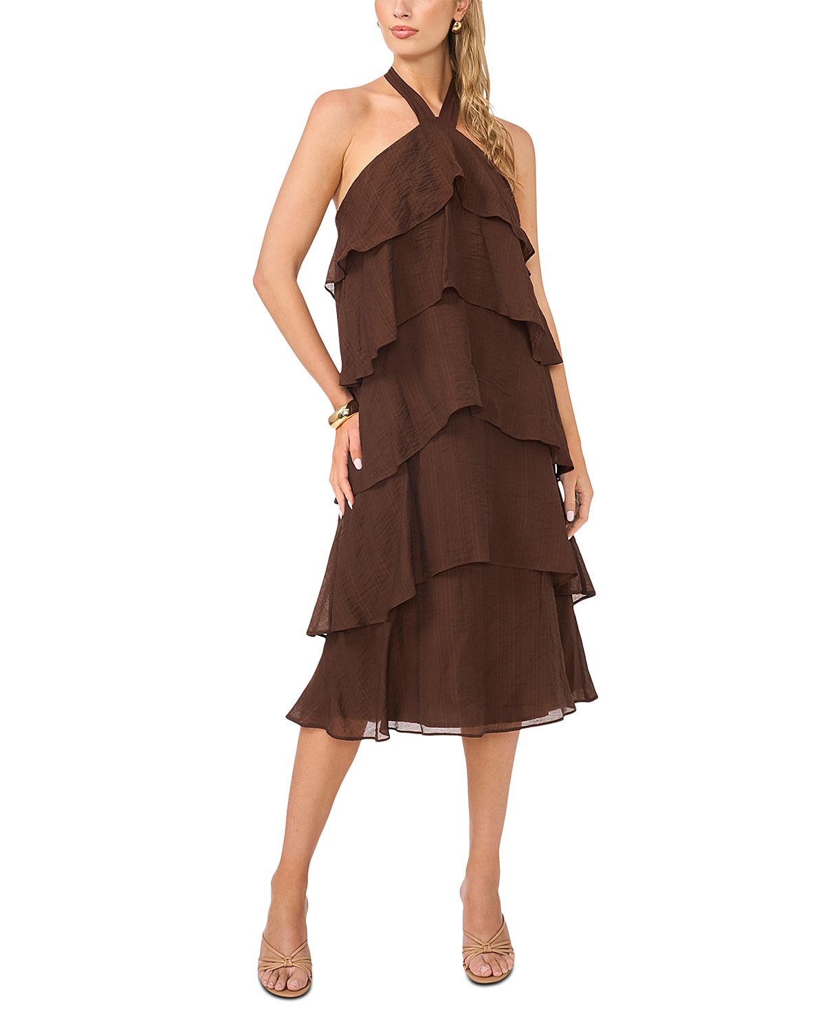 Vince Camuto High Neck Tiered Dress