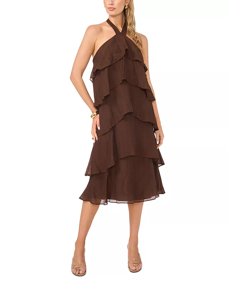 Vince Camuto High Neck Tiered Dress