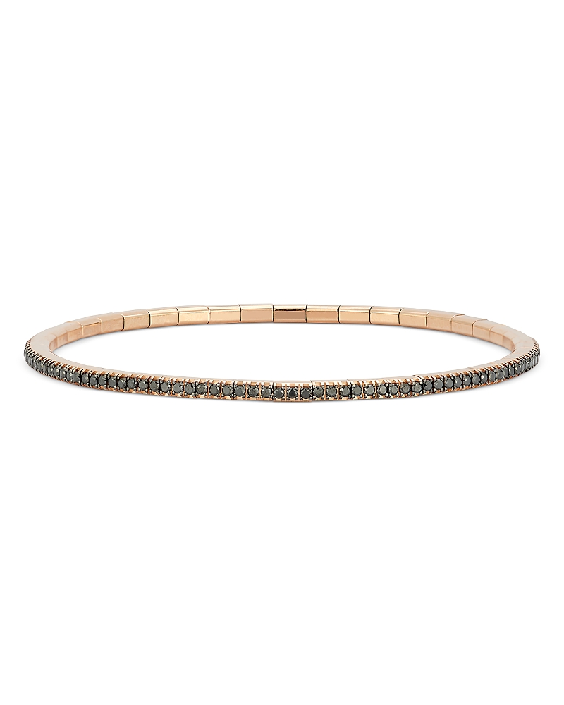 Demeglio Men's 18K Rose Gold Black Diamond Extensible Bracelet, 1.44 tcw