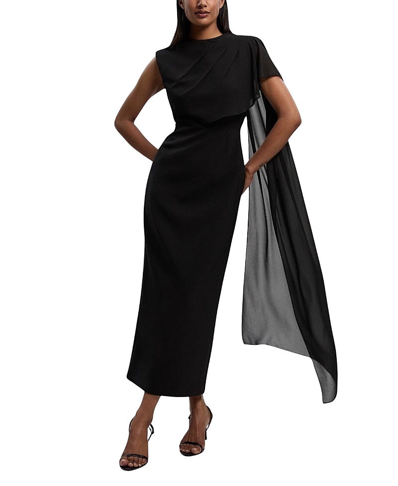 Karen Millen Tailored Cape Drape Maxi Dress