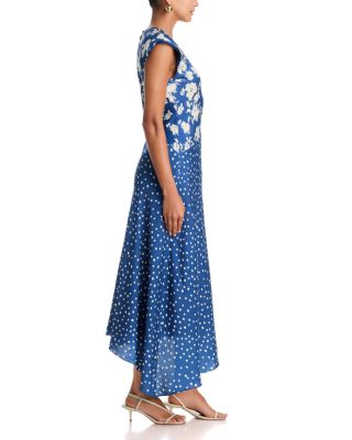 asymmetrical women's dress One-Shoulder Cutout Asymmetrical Dress with Embroidered Tulle Sleeve EU44 / Apricot (As seen on the photo)