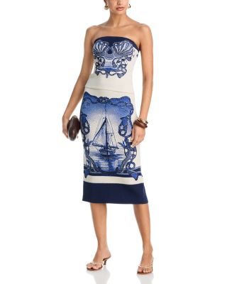 Jacquard Knit Strapless Top & Jacquard Knit Pencil Skirt
