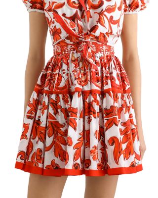 Majolica Print Poplin Short Skirt