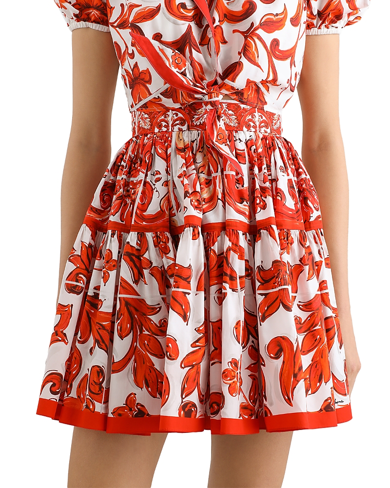 Dolce & Gabbana Majolica Print Poplin Short Skirt