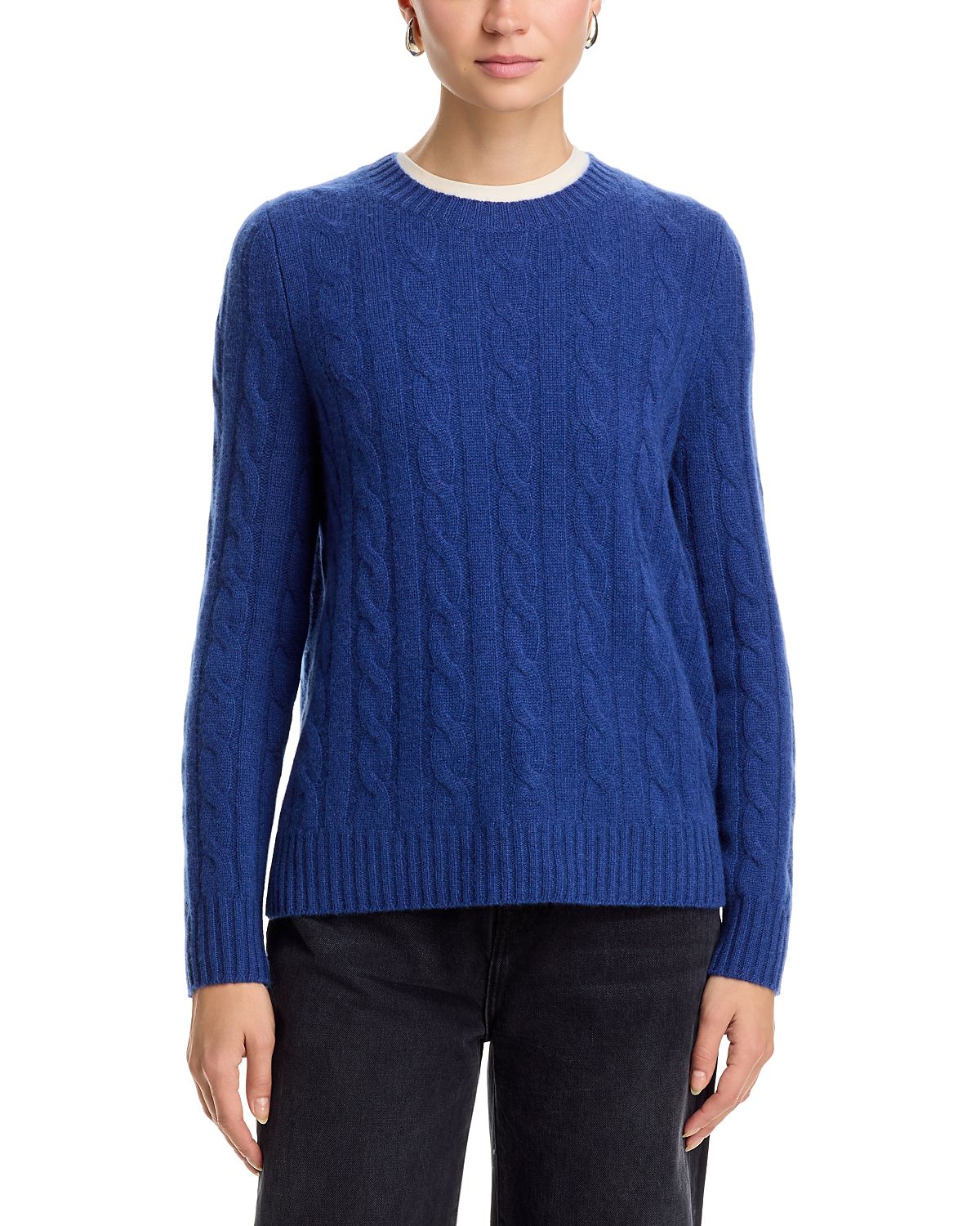 C by Bloomingdale's Cashmere Cable Knit Crewneck Sweater - Exclusive