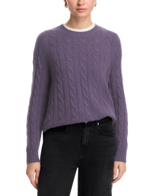 100% Cashmere Cable Knit Crewneck Sweater - Exclusive