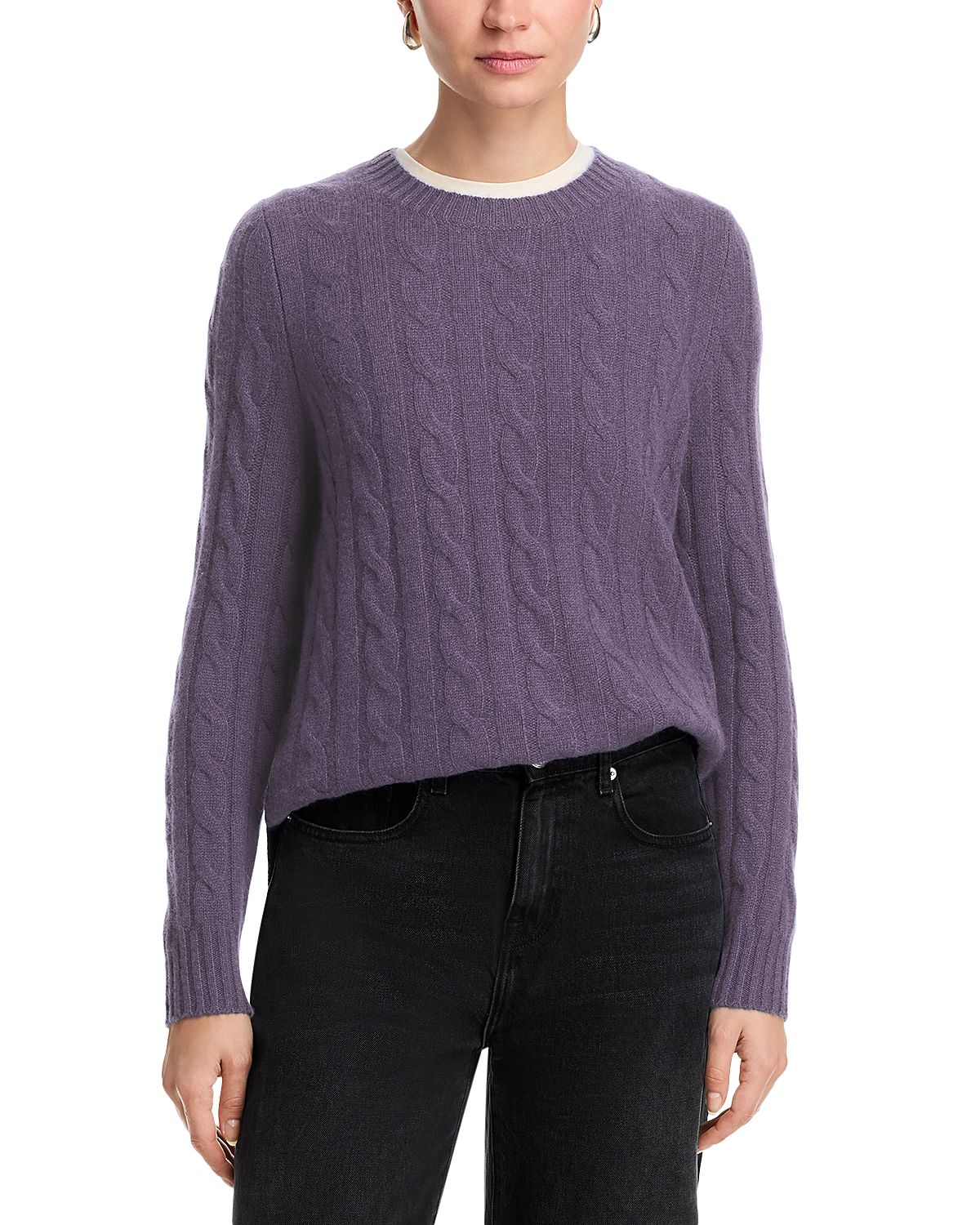 C by Bloomingdale's Cashmere Cable Knit Crewneck Sweater - Exclusive