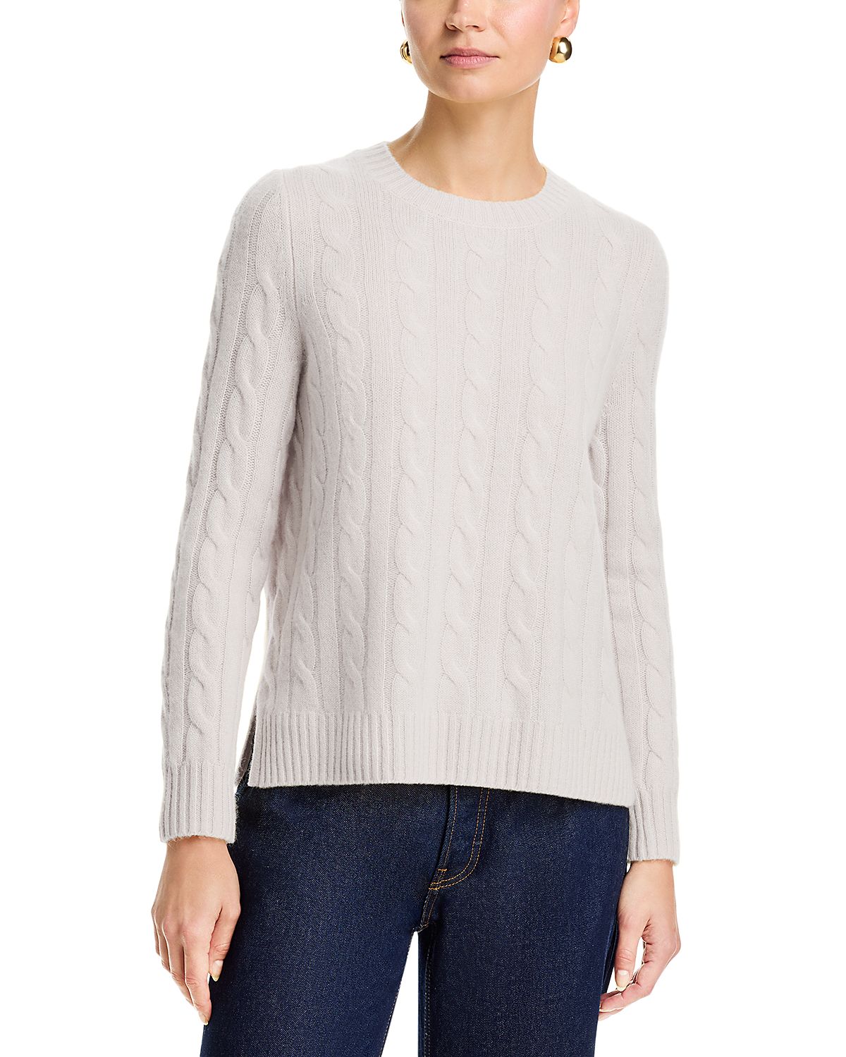 C by Bloomingdale's Cashmere Cable Knit Crewneck Sweater - Exclusive