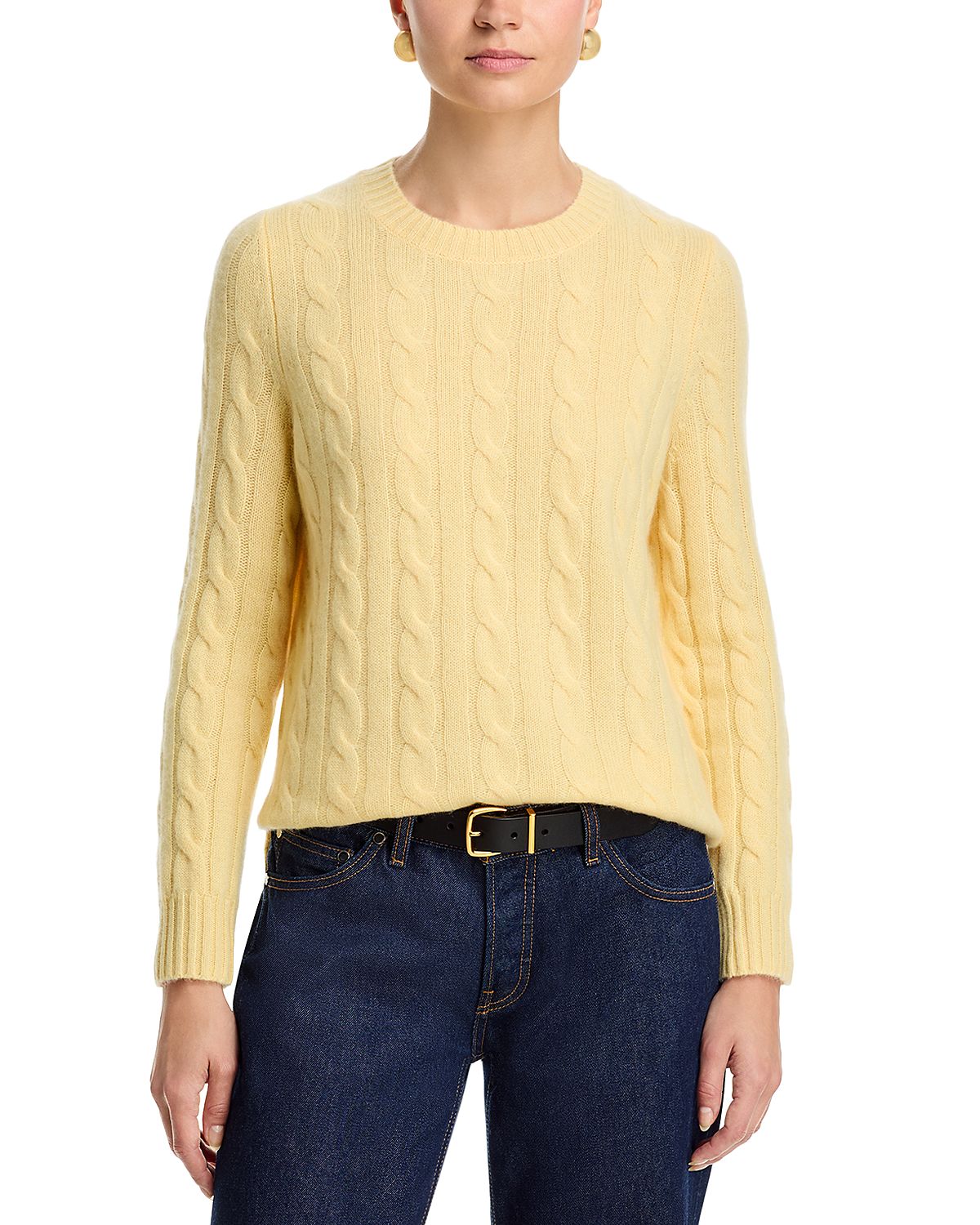 C by Bloomingdale's Cashmere Cable Knit Crewneck Sweater - Exclusive