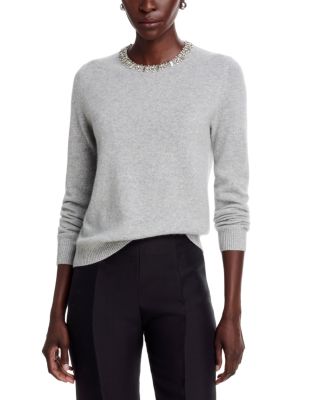 100% Cashmere Crystal Trim Sweater - Exclusive