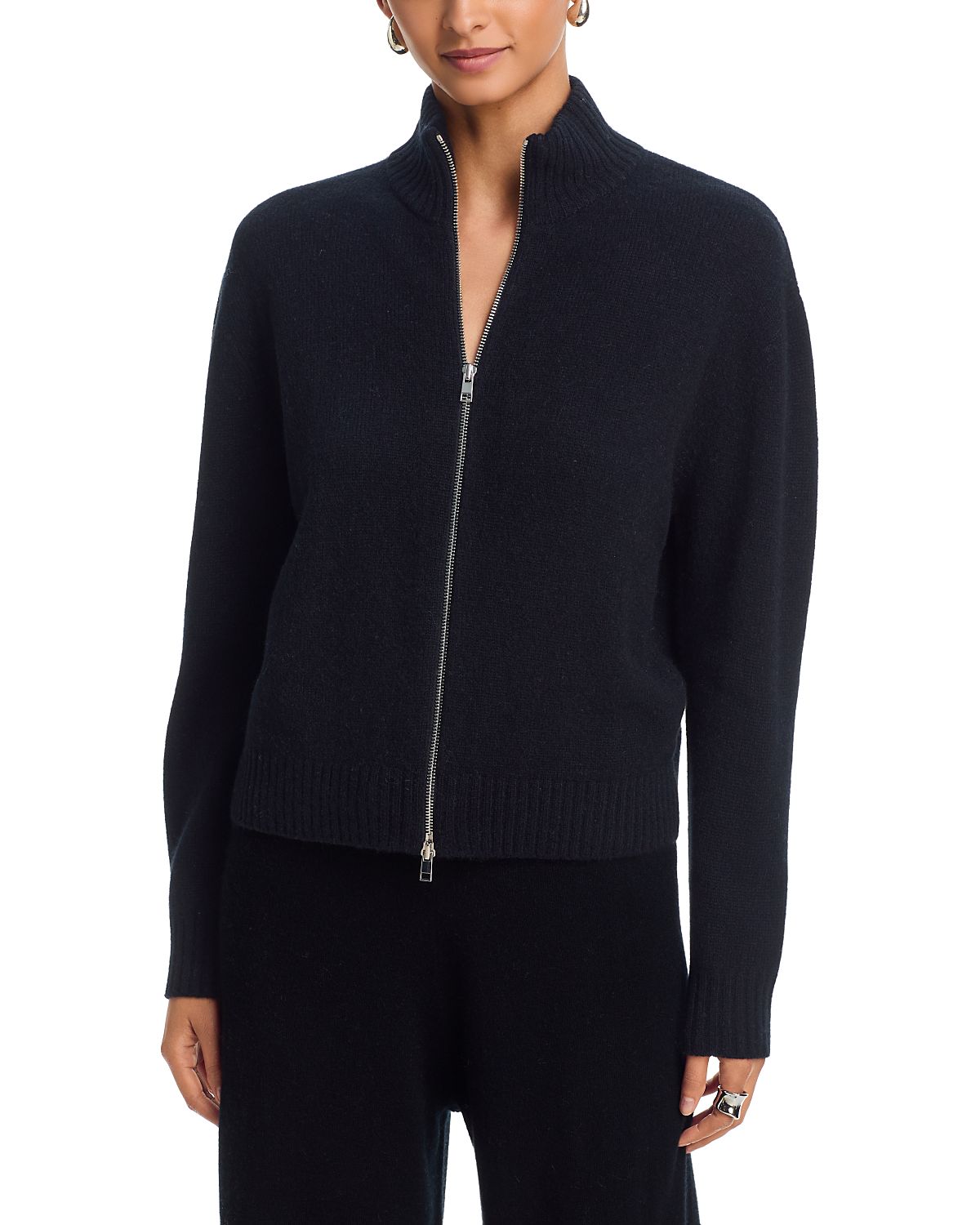 Aqua Brushed Cashmere Zip Front Sweater - Exclusive