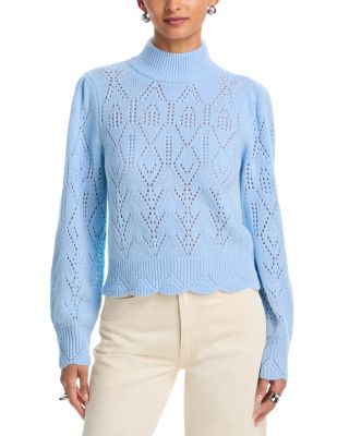 100% Cashmere Pointelle Mock Neck Sweater - Exclusive