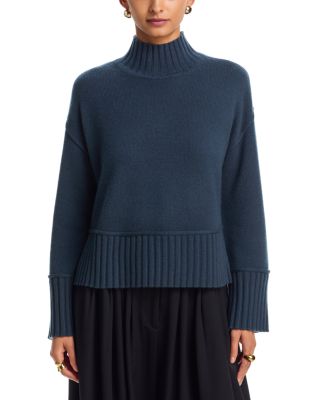 100% Cashmere Boxy Mock Neck Sweater - Exclusive