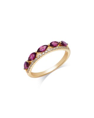 Gemstone & Diamond Classic Band in 14K Yellow Gold