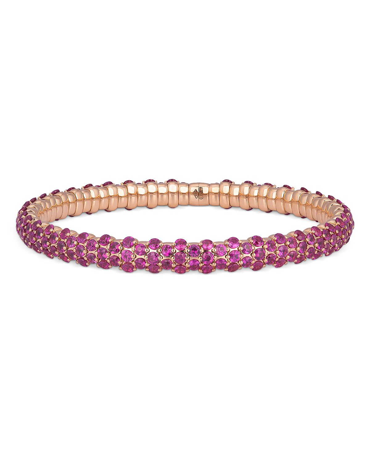 Zydo 18K Rose Gold Intense Pink Sapphire Slim Dome Stretch Bracelet, 9.65 tcw