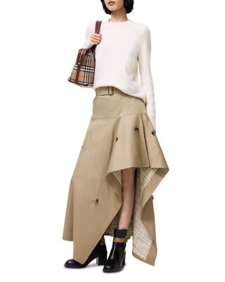 Gabardine Asymmetric Trench Skirt