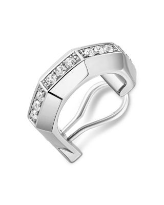 18K White Gold Moderniste Pav&eacute; Diamond Single Clip Earring, 0.05 tcw