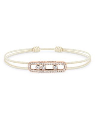 18K Rose Gold Messika Cares Diamond Cream Cord Slider Bracelet, 0.26 tcw