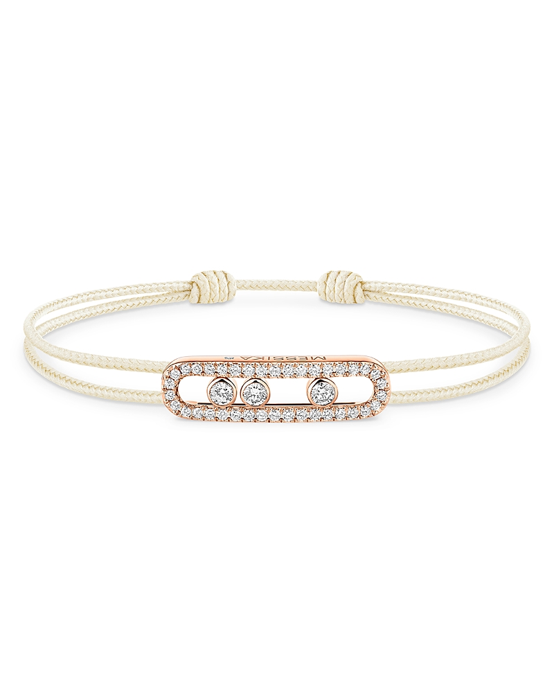 Messika 18K Rose Gold Messika Cares Diamond Cream Cord Slider Bracelet, 0.26 tcw