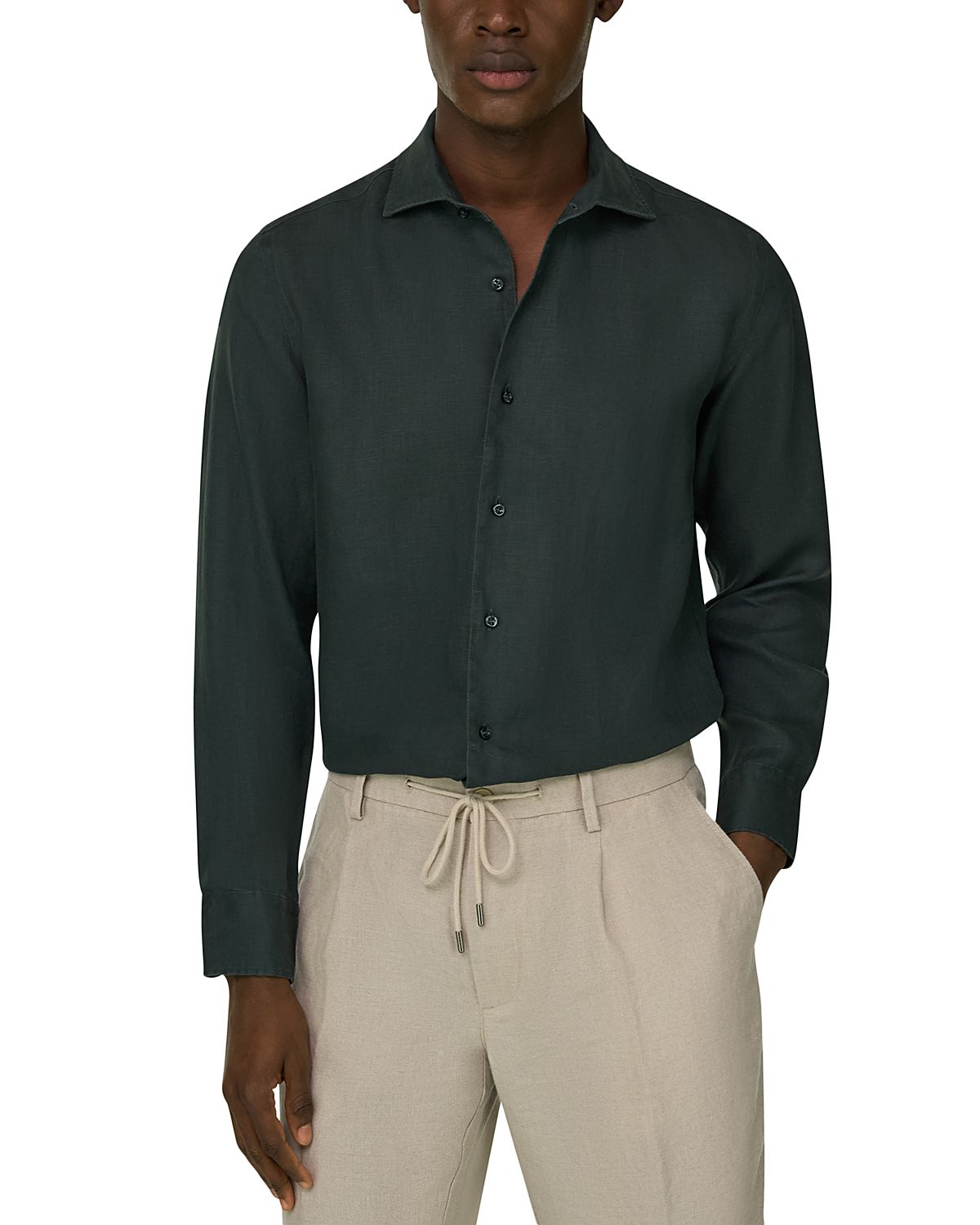 Boggi Milano Bowling Collar Linen Shirt