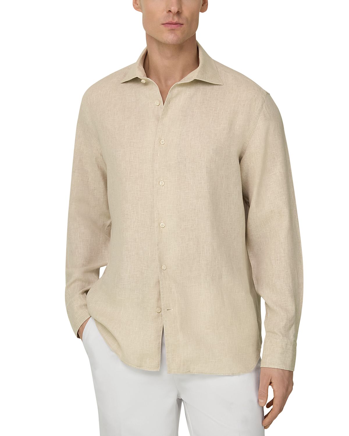 Boggi Milano Bowling Collar Linen Shirt